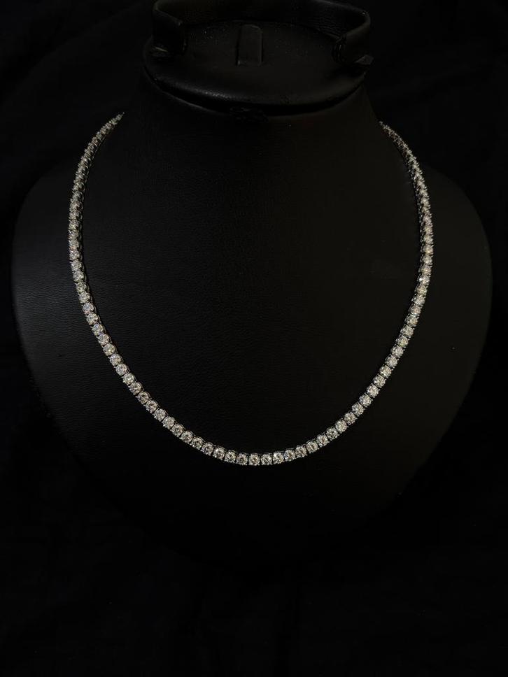 4mm Moissanite Tennis Chain VVS1 D-kleur 925 Zilver, Sieraden, Tassen en Uiterlijk, Kettingen, Nieuw, Zilver, Zilver, Met edelsteen