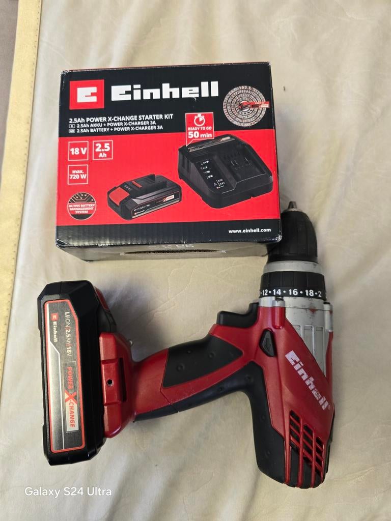 Einhell Boor-/Schroefmachine + Nieuwe Accu & Lader, Ophalen of Verzenden, Zo goed als nieuw, Boor- en Schroefmachine