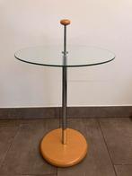 Vintage bijzettafel metaal met rond glazen bladen handvat, Huis en Inrichting, Tafels | Bijzettafels, Minder dan 55 cm, Gebruikt