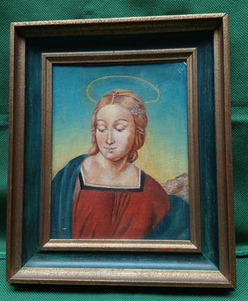 Vintage schilderijtje Maria kerst beschikbaar voor biedingen