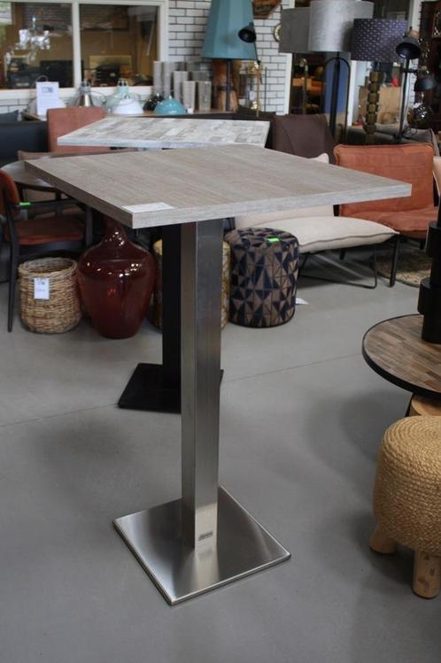 Vierkante statafel bartafel metaal rvs melamine 70x70 cm., Huis en Inrichting, Barkrukken, Zo goed als nieuw, 1 kruk, Ophalen