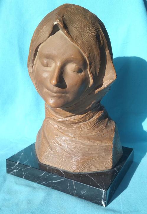 19e EEUWSE KERAMISCHE GEGOTEN BUSTE G MORTON VROUW NON, Antiek en Kunst, Kunst | Beelden en Houtsnijwerken, Verzenden