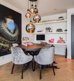 Eetkamet tafel zwart eiken rond 130 cm, Huis en Inrichting, Ophalen of Verzenden