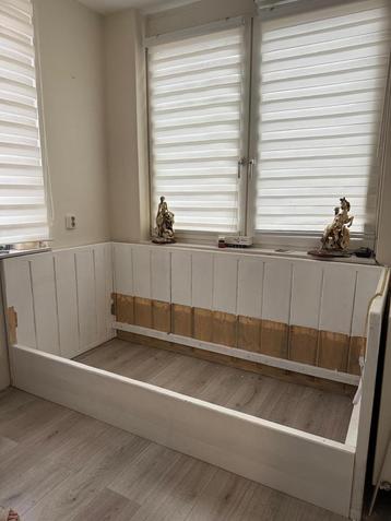 Hand gemaaktte steigerhout bed + elektrische lattenbodem