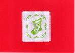 geborduurde kerstkaart, kerstsok (372), Ophalen of Verzenden, Nieuw, Kerst