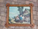 Grote vintage print met spelende kinderen 65x45cm, Ophalen of Verzenden