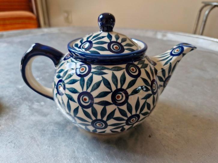 Handgemaakte Bunzlau theepot keramiek 1 liter, Huis en Inrichting, Keuken | Servies, Zo goed als nieuw, Overige typen, Overige stijlen