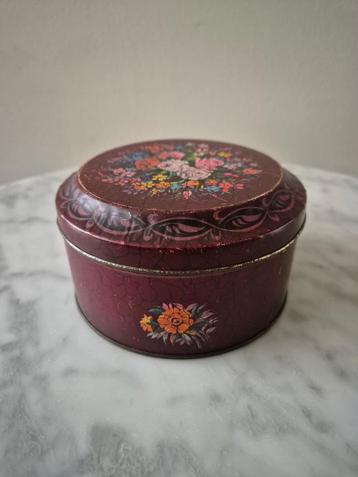 Antiek vintage koekblik koektrommel bewaarblik trommeltje beschikbaar voor biedingen