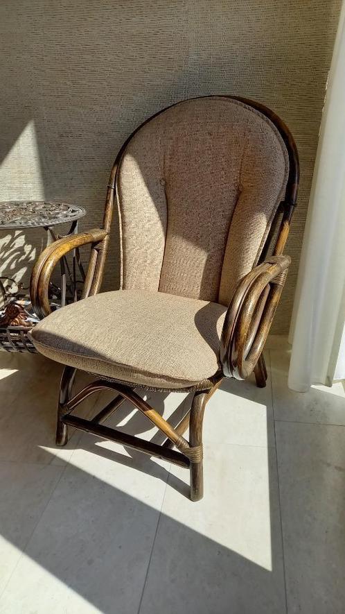 Vintage Prachtige Bohemian rotan bamboe Rohé stoel Fauteuil., Huis en Inrichting, Stoelen, Zo goed als nieuw, Eén, Riet of Rotan
