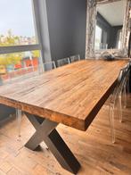 Teakhouten eettafel 105x250 cm – massief blad – €750, Ophalen, 100 tot 150 cm, 200 cm of meer, Zo goed als nieuw