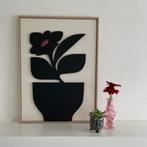 Schilderij van hout "plant in pot" - maat: 60 X 45 cm., Minder dan 50 cm, Nieuw, Ophalen of Verzenden, Schilderij