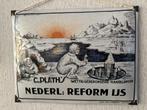 Oud bol emaille Reform IJs bord. Posta Amsterdam., Ophalen of Verzenden, Gebruikt, Reclamebord