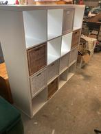 Ikea kast ‘KALLAX’ incl 8 BRANÄS manden, Ophalen, Gebruikt, 100 tot 150 cm, 100 tot 150 cm