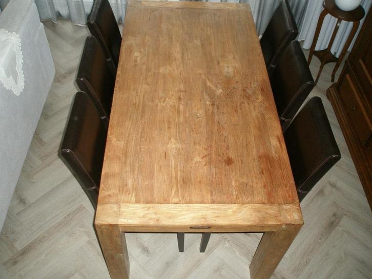 Eettafel met stoelen, Huis en Inrichting, Tafels | Eettafels, Gebruikt, 50 tot 100 cm, 150 tot 200 cm, Vijf personen of meer, Rechthoekig