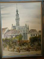 Veere stad huis in olie verf  60 x 80 cm op doek, Antiek en Kunst, Ophalen