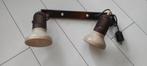 Vintage wandlamp met 2 spots bruin beige, Ophalen of Verzenden, Gebruikt, Metaal