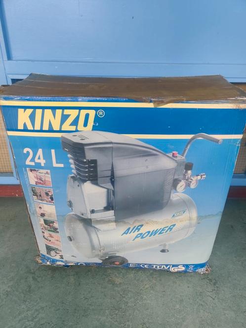 KINZO Compressor 24L + Accessoires, Doe-het-zelf en Verbouw, Compressors, Zo goed als nieuw, 6 tot 10 bar, Minder dan 25 liter