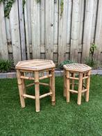 Rotan bamboe tuin bijzettafels, set van 2, Tuin en Terras, Tuintafels, Ophalen, Hout