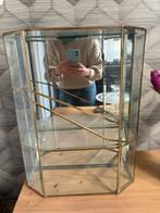 Glazen messing vitrinekast, Huis en Inrichting, Kasten | Vitrinekasten, Ophalen, Zo goed als nieuw, 25 tot 50 cm