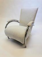 Buisframe fauteuil met bouclé, Huis en Inrichting, Minder dan 75 cm, Modern, Ophalen of Verzenden, Metaal