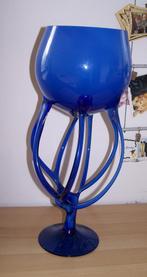 aparte blauwe vaas 41 cm hoog, Ophalen, Blauw, Minder dan 50 cm, Glas