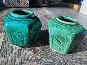 Oude Gemberpotten groen 10 cm H samen voor,€ 17 beschikbaar voor biedingen