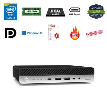HP Elitedesk 800 G5 i3-9300 4.3 GHz 16GB 250GB NVMe Office24 beschikbaar voor biedingen
