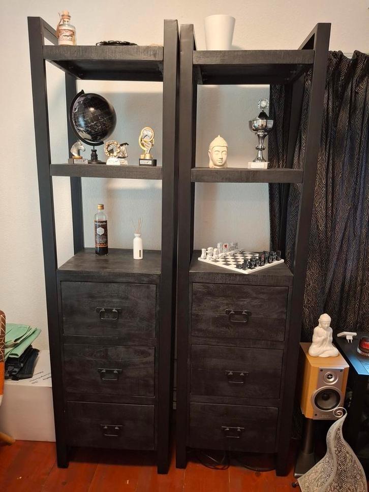 Zwart Mango Houten Kasten met Lades, Huis en Inrichting, Kasten | Ladekasten, Zo goed als nieuw, 150 tot 200 cm, 50 tot 100 cm