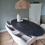 Zwarte ovale eettafel, Ophalen, Gebruikt, 100 tot 150 cm, 200 cm of meer