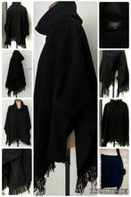 CLAUDIA STRATER-MAURA-WOL-PONCHO-GEBREIDE MOUWEN+COL-1 MAAT, Kleding | Dames, Ophalen of Verzenden, Zo goed als nieuw, Zwart