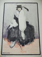ca 1930 ART DECO steendruk Parisienne, elegante dame gesign., Antiek en Kunst, Kunst | Litho's en Zeefdrukken, Ophalen of Verzenden