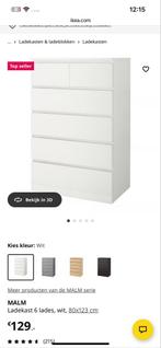 Malm Ladekast 6 lades, Huis en Inrichting, Ophalen, 50 tot 100 cm, Zo goed als nieuw, 3 of 4 laden
