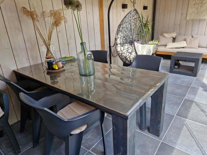 Handgemaakte Houten Tafel, Huis en Inrichting, Tafels | Eettafels, Gebruikt, 100 tot 150 cm, 150 tot 200 cm, Rechthoekig, Overige houtsoorten