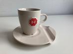 Douwe Egberts koffiekop en schotel met uitsparing voor lepel, Ophalen of Verzenden, Zo goed als nieuw, Overige stijlen, Kop(pen) en/of Schotel(s)