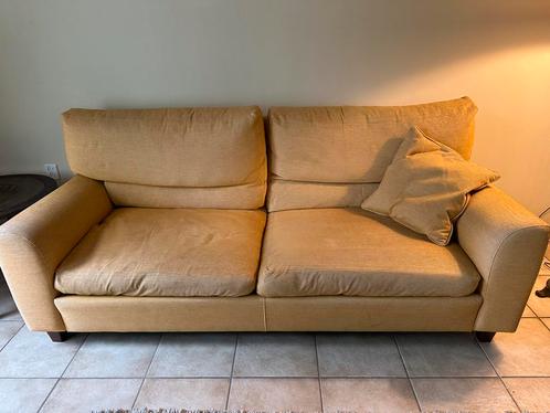 Gele bank hangbank 3 pers, Huis en Inrichting, Banken | Bankstellen, Gebruikt, 200 tot 250 cm, Stof, Ophalen
