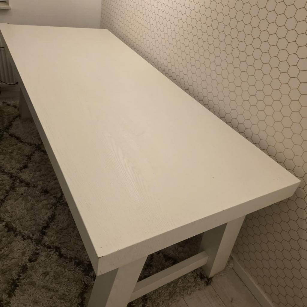 Witte Houten Tafel - 220x90 cm, Antiek en Kunst, Antiek | Meubels | Tafels, Ophalen