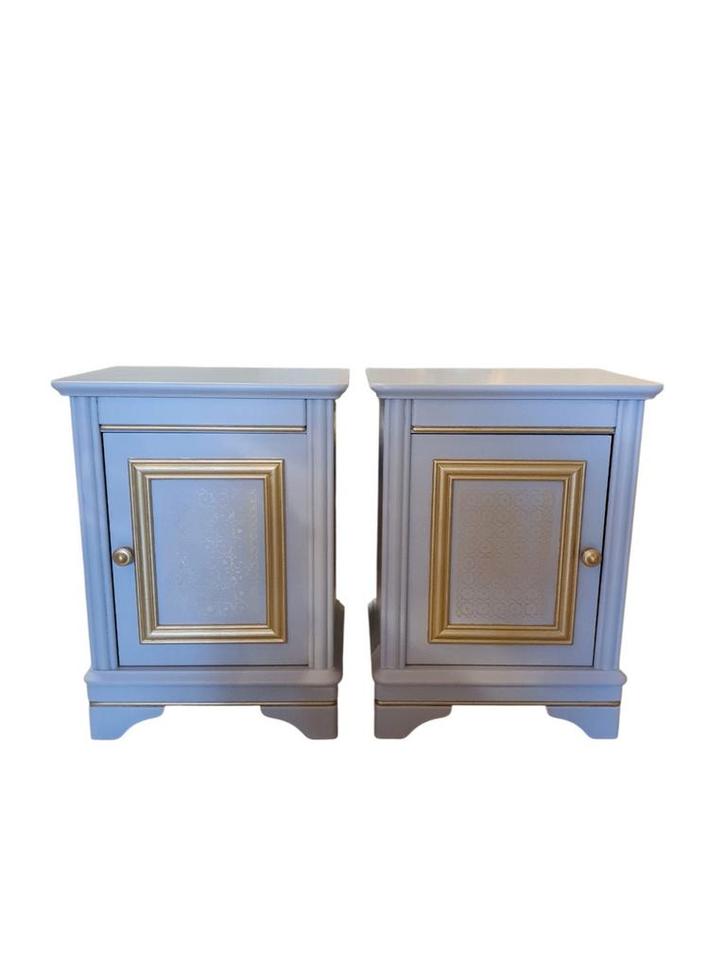 Gerestylde Nachtkastjes Taupe met Goud, Huis en Inrichting, Slaapkamer | Nachtkastjes, Zo goed als nieuw, 55 tot 70 cm, 45 tot 65 cm