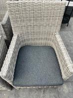 6 Rieten Tuinstoelen met Kussens, Huis en Inrichting, Stoelen, Ophalen, Gebruikt, Riet of Rotan, Grijs