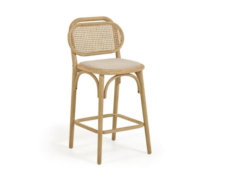 Kave Home Doriane barkruk 65 naturel set 2 | €269 p stuk nu, Huis en Inrichting, Barkrukken, Nieuw, 60 tot 90 cm, Hout, 1 kruk