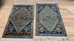 Set viscose tapijten,Tabriz,kunstzijde,groen,64x107, 100 tot 150 cm, Perzisch, Vierkant, Zo goed als nieuw