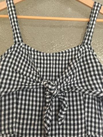 Zwart wit geruite zomer jurk strik voorkant Hollister 36/38