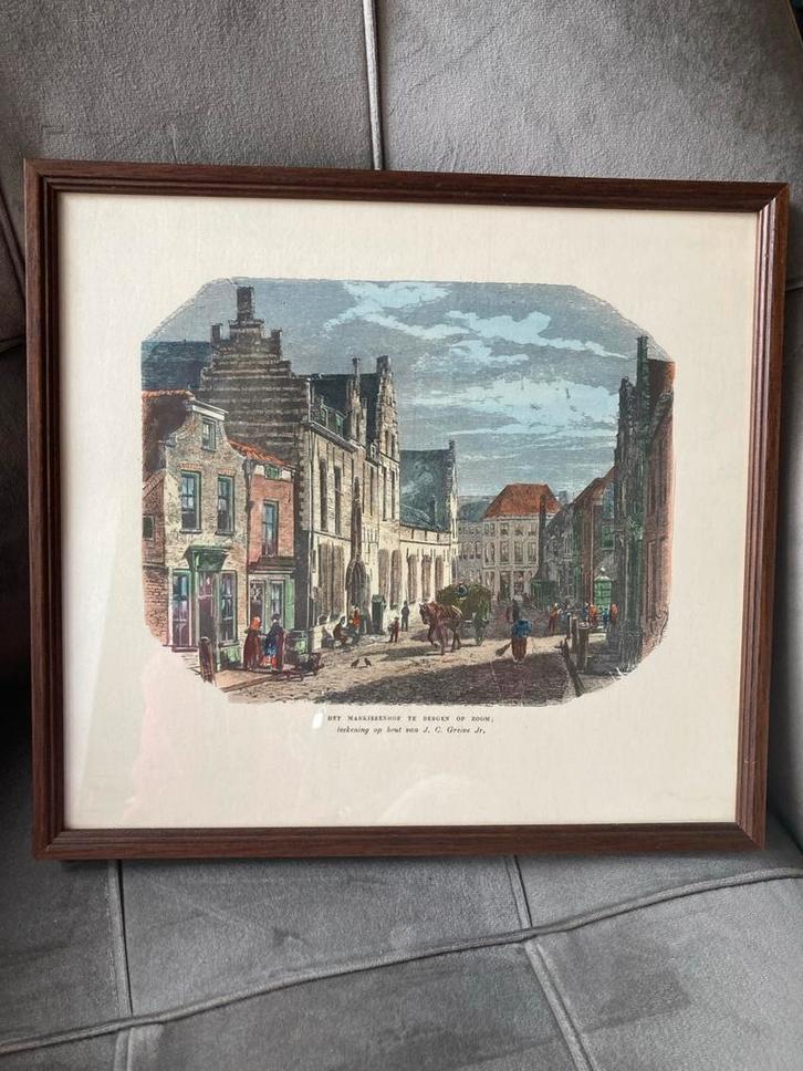 Houtgravure Markiezenhof door J.C. Greive Jr., Antiek en Kunst, Kunst | Etsen en Gravures, Ophalen of Verzenden
