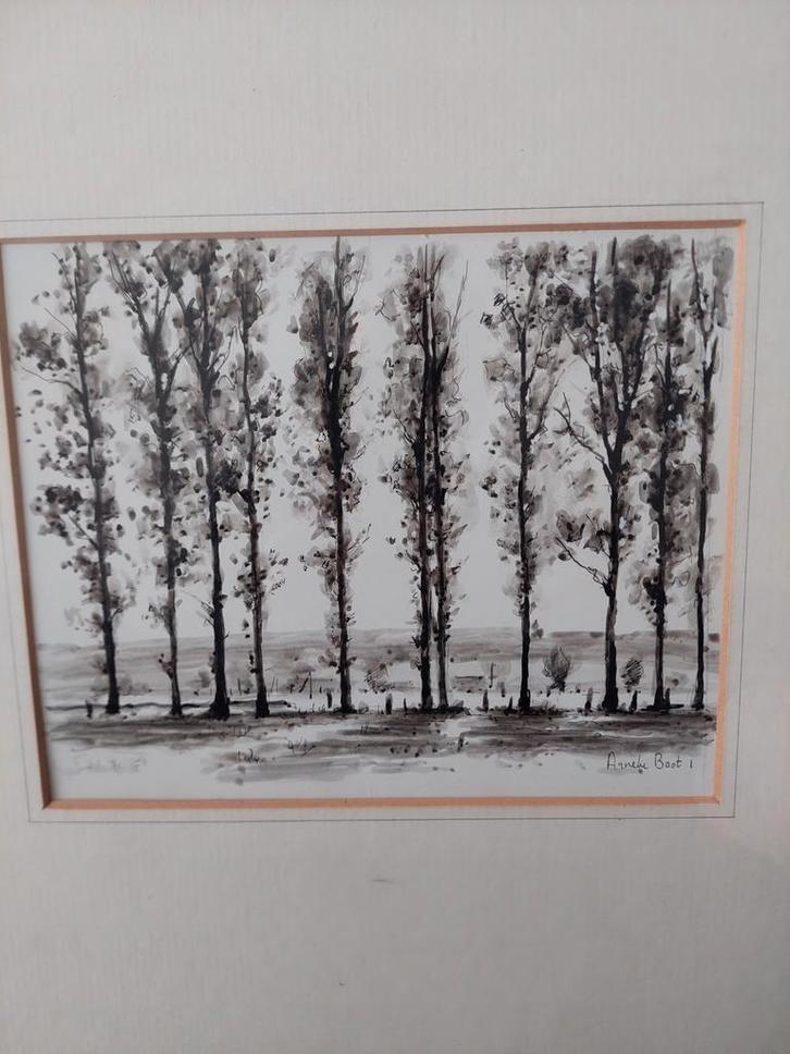 Anneke Boot impressionistisch landschap aquarel gesigneerd, Antiek en Kunst, Kunst | Schilderijen | Modern, Ophalen of Verzenden