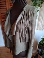 Groen suedine jasje franjes maat s m, Ophalen of Verzenden, Zo goed als nieuw, Maat 38/40 (M), Groen