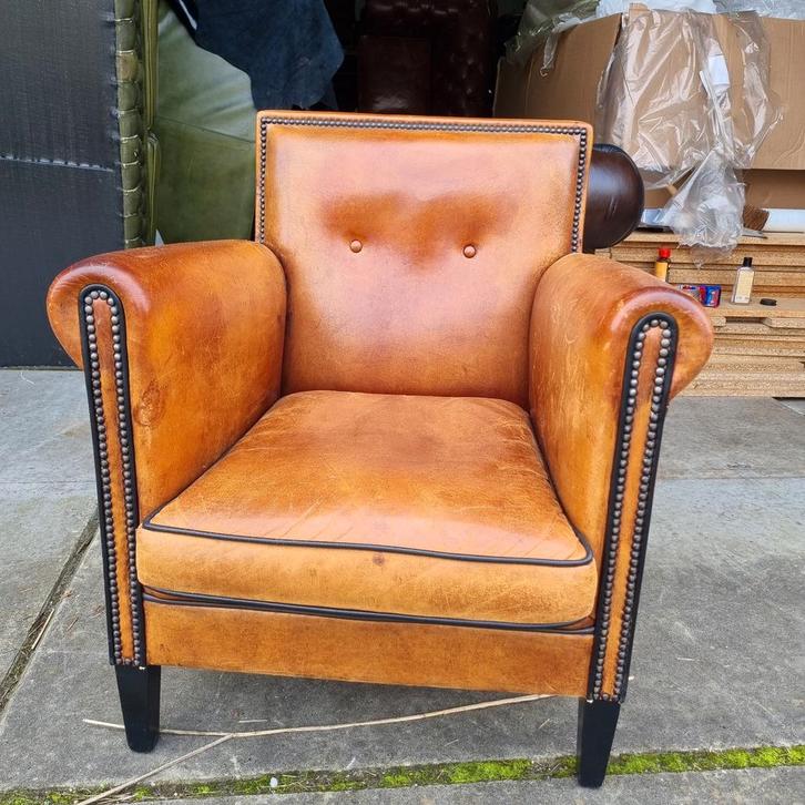 Schapenleren Fauteuil Lounge Atelier + GRATIS BEZORGING, Huis en Inrichting, Fauteuils, Gebruikt, Leer, 75 tot 100 cm, 75 tot 100 cm