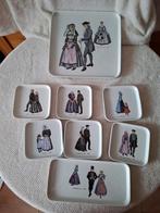 5) villeroy en boch klederdracht taartservies 8 delig, Antiek en Kunst, Ophalen of Verzenden