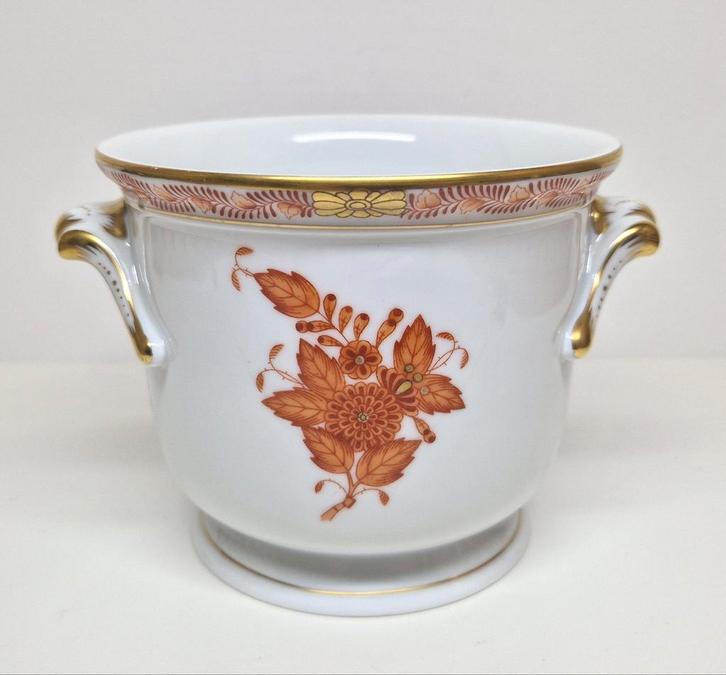 Herend cachepot Apponyi orange decor, Hongarije 20e eeuw., Antiek en Kunst, Antiek | Porselein, Ophalen of Verzenden