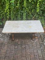 Klassiek zwaar oud marmeren tuintafel op smeedijzeren poten, Ophalen, Gebruikt, Rechthoekig, Overige materialen
