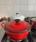 Le Creuset braadpan pan gietijzer rood blauw 24 cm., Huis en Inrichting, Keuken | Potten en Pannen, Gebruikt, Pannenset, Ophalen of Verzenden