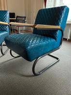 Industriële leren stoelen, Huis en Inrichting, Stoelen, Ophalen, Twee, Blauw, Leer